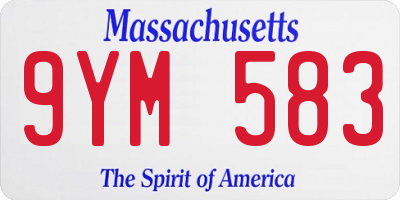 MA license plate 9YM583