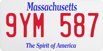 MA license plate 9YM587