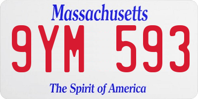 MA license plate 9YM593