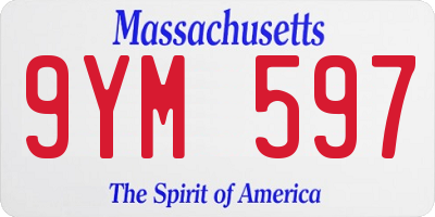 MA license plate 9YM597
