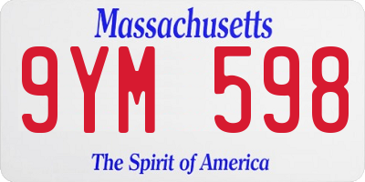 MA license plate 9YM598