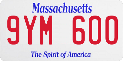 MA license plate 9YM600