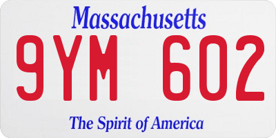 MA license plate 9YM602