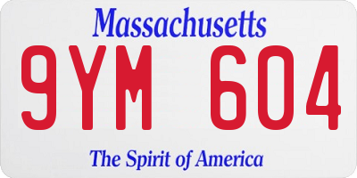 MA license plate 9YM604