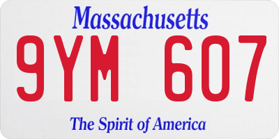 MA license plate 9YM607