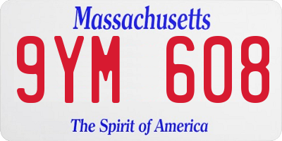 MA license plate 9YM608