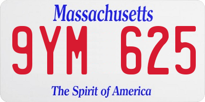 MA license plate 9YM625