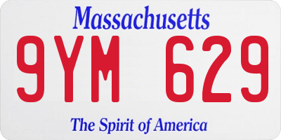 MA license plate 9YM629