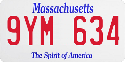 MA license plate 9YM634