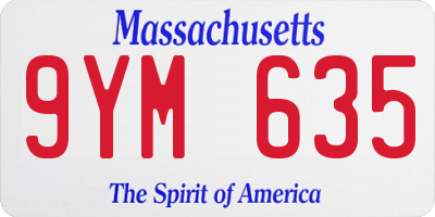 MA license plate 9YM635