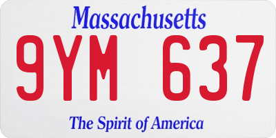 MA license plate 9YM637