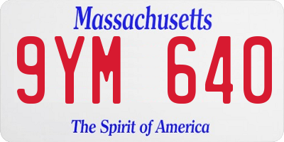 MA license plate 9YM640
