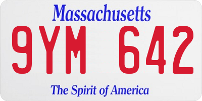 MA license plate 9YM642