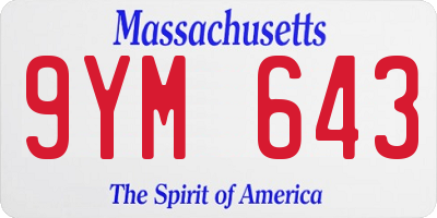 MA license plate 9YM643