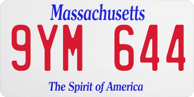 MA license plate 9YM644