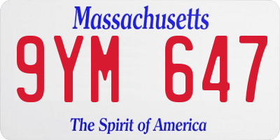 MA license plate 9YM647