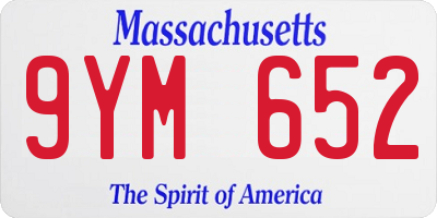 MA license plate 9YM652