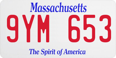 MA license plate 9YM653
