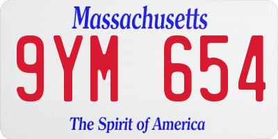 MA license plate 9YM654