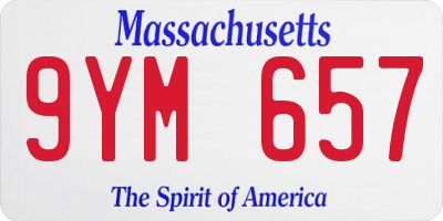 MA license plate 9YM657