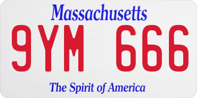 MA license plate 9YM666