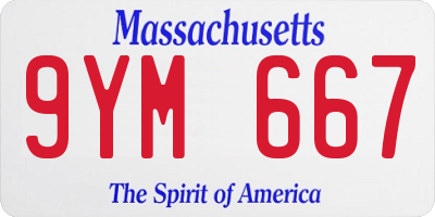MA license plate 9YM667