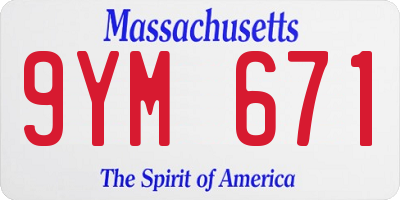 MA license plate 9YM671
