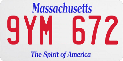 MA license plate 9YM672