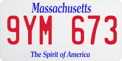 MA license plate 9YM673