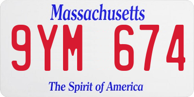 MA license plate 9YM674