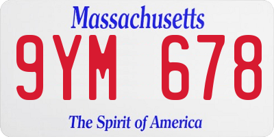 MA license plate 9YM678