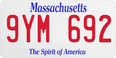 MA license plate 9YM692