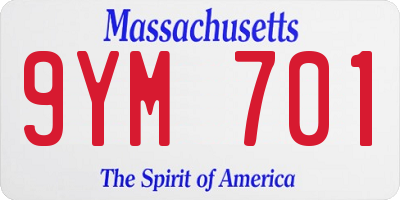 MA license plate 9YM701