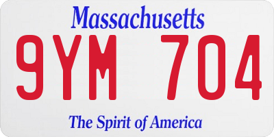 MA license plate 9YM704