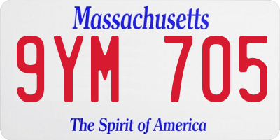 MA license plate 9YM705