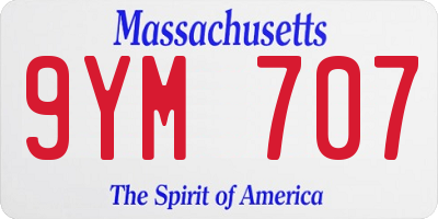 MA license plate 9YM707