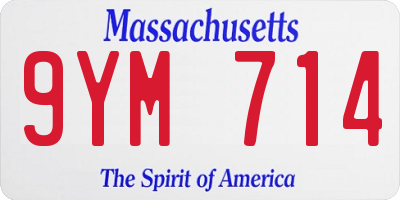 MA license plate 9YM714
