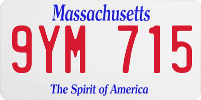 MA license plate 9YM715