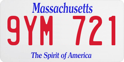 MA license plate 9YM721