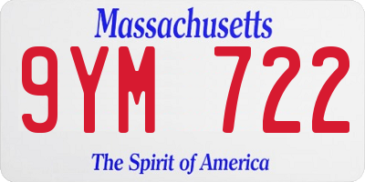 MA license plate 9YM722