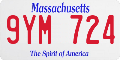 MA license plate 9YM724