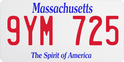 MA license plate 9YM725