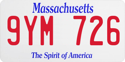 MA license plate 9YM726