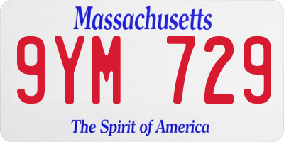 MA license plate 9YM729