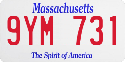 MA license plate 9YM731
