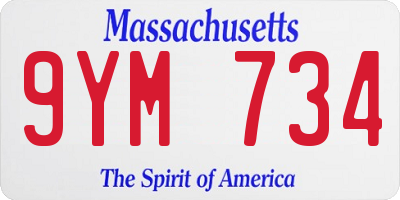 MA license plate 9YM734