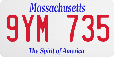 MA license plate 9YM735