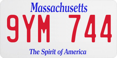 MA license plate 9YM744