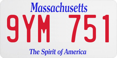 MA license plate 9YM751