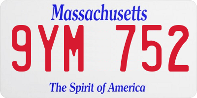 MA license plate 9YM752